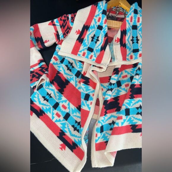 Anthropologie Moon Collection Western Boho Cardigan Geometric print size S GUC - Picture 1 of 10